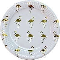 Тарелки Фламинго (бело-золотые) 10