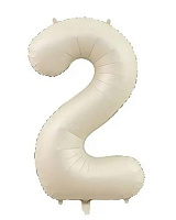 Шар цифра 2 фольга 66 см (слоновая кость)