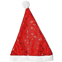 Товары для праздника|Карнавальные шляпы|Колпаки праздничные|Колпак Деда Мороза люрекс (красный)