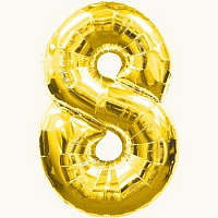 Повітряні кульки|Цифры|Золоті|Куля фольгована 80см цифра 8 (золото)