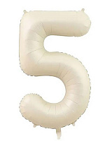 Шар цифра 5 фольга 66 см (слоновая кость)