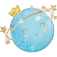 Шар фигура Луна в звездах голубая 73х58 см