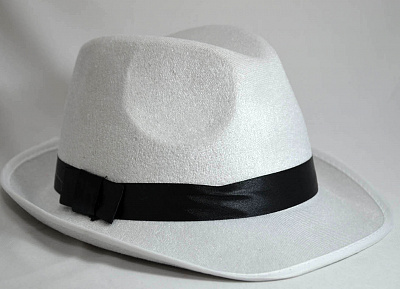 Шляпа Джентельмен белая с черной лентой