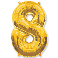 Повітряні кульки|Шары фольгированные|Цифри|Куля цифра 8 фольгована люкс 66 см (золото)