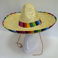 Тематичні вечірки|Мексиканская вечеринка|Мексиканські капелюхи|Сомбреро святкове (солома) 50 см