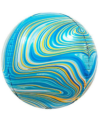 Куля фольгована Сфера Мармур блакитна 38 см