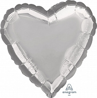 Воздушные шарики|Шары фольгированные|Сердца|Шар фольга 18" Сердце Серебряное