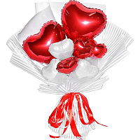 Свята |Праздники|Весілля|Букет із міні фігур Серця (біло-червоні)