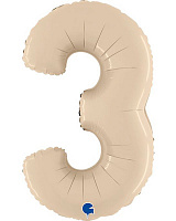 Куля цифра 3 фольгована 90см Slim (мат пудрова) Куля цифра 3 фольгована 90см Slim (мат пудрова)