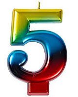 Свічка цифра 5 (веселка)