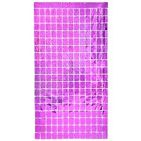 Тематические вечеринки|Вечеринка Диско|Штора голограмма квадратики (розовая) 2х1м