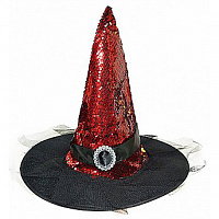 Товари для свята|Карнавальные шляпы|Капелюх відьми|Ковпак відьми в паєтках (червоний)