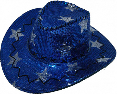 Шляпа ковбоя "Звезды" в паетках (синяя)