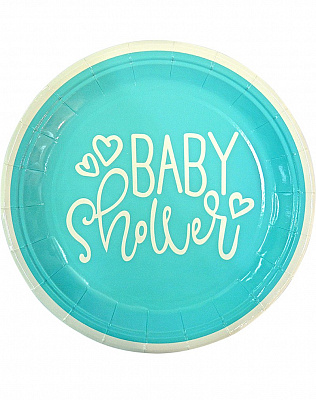 Тарелки Baby Shower (голубые) 23см