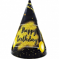 Колпачок Happy Birthday черно-золотой