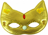 Товари для свята|Маски карнавальные|Дитячі маски|Маска дитяча Кішка тканина золота