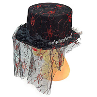 Праздники|Halloween|Шляпы на Хэллоуин|Цилиндр с вуалью и черепами