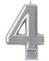Свічка цифра 4 сатин (срібна) Свічка цифра 4 сатин (срібна)