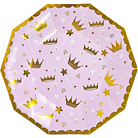 Тарілки Корони рожево-золоті 23 см 10 шт