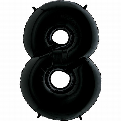 Куля цифра 8 фольгована 90см люкс (чорна)