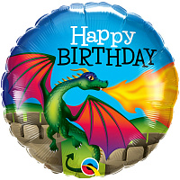 Воздушные шарики|Тематические шары|Детский День рождения|Шар фольга 45см HB Дракон