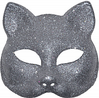 Товары для праздника|Маски карнавальные|Венецианские маски|Маска Кошка блестки (серебро)