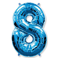 Повітряні кульки|Цифры|Сині та Блакитні|Куля цифра 8 фольгована 90см люкс (Синя)
