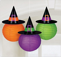 Праздники|Декорации на Хэллоуин|Подвесной декор|Набор фонариков Колпак Ведьмы 3