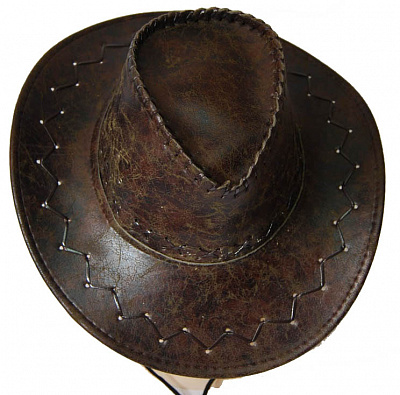 Шляпа Ковбоя потертая кожа (темно-коричневая)