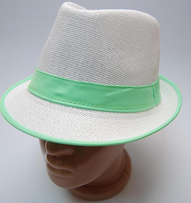 Шляпа Гавайский Пижон (белая с зеленой лентой)