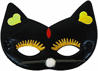 Товары для праздника|Маски карнавальные|Детские маски|Маска детская Кошка ткань (черная)