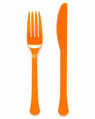 Набор вилки и ножи оранжевые 24