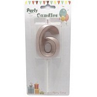 Свеча цифра грани на пике 6 (розовое золото)