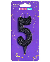 Свічка цифра 5 (чорна)