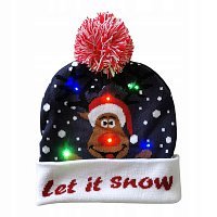 Шапка новорічна з оленем фіолетова