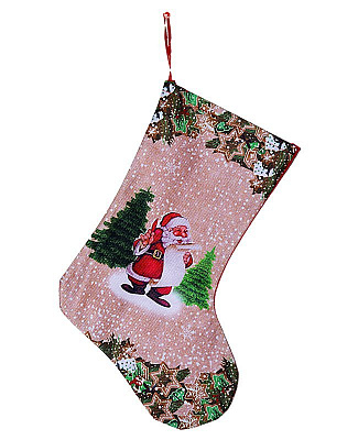 Шкарпетка з Дідом Морозом (бежева)