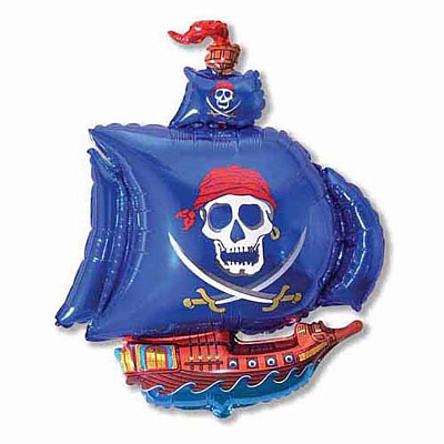 Шар фольгированный Пиратский корабль (синий)