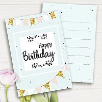 Открытка мини Happy birthday флажки Открытка мини Happy birthday флажки