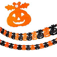 Тематичні вечірки|Детский Halloween|Декорації|Гірлянда Гарбуз з листочками (папір)