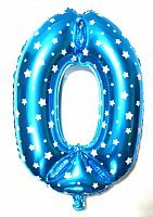 Шар фольга 80 см цифра 0 (Голубая)