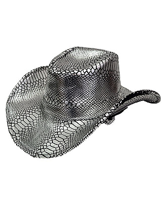 Шляпа ковбоя змеиная кожа (серебро)