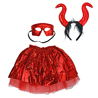 Товары для праздника|Детские карнавальные костюмы|Детские наборы|Набор Малефисенты с юбкой (красный)