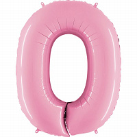 Воздушные шарики|Цифры|Розовые и Малиновые|Шар цифра 0 фольга пастель 90см люкс (розовая)
