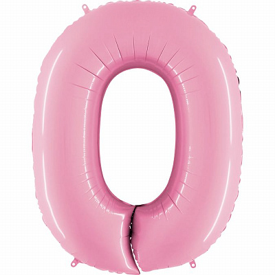 Шар цифра 0 фольга пастель 90см люкс (розовая)