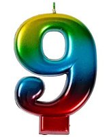 Свеча цифра 9 Радуга