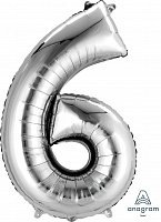 Куля цифра 6 фольгована 90см люкс (срібло) Куля цифра 6 фольгована 90см люкс (срібло)
