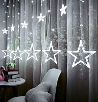 Гирлянда штора Звезды 2,2х0,6м (белая)