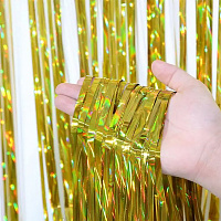 Штора голографическая (золотая) 2х1 м