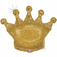 День Народження|Взрослый день рождения|Голографія|Куля фігура Корона Золотиста 61х75 см