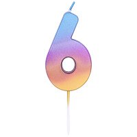 Свічка цифра на піці 6 (веселка)